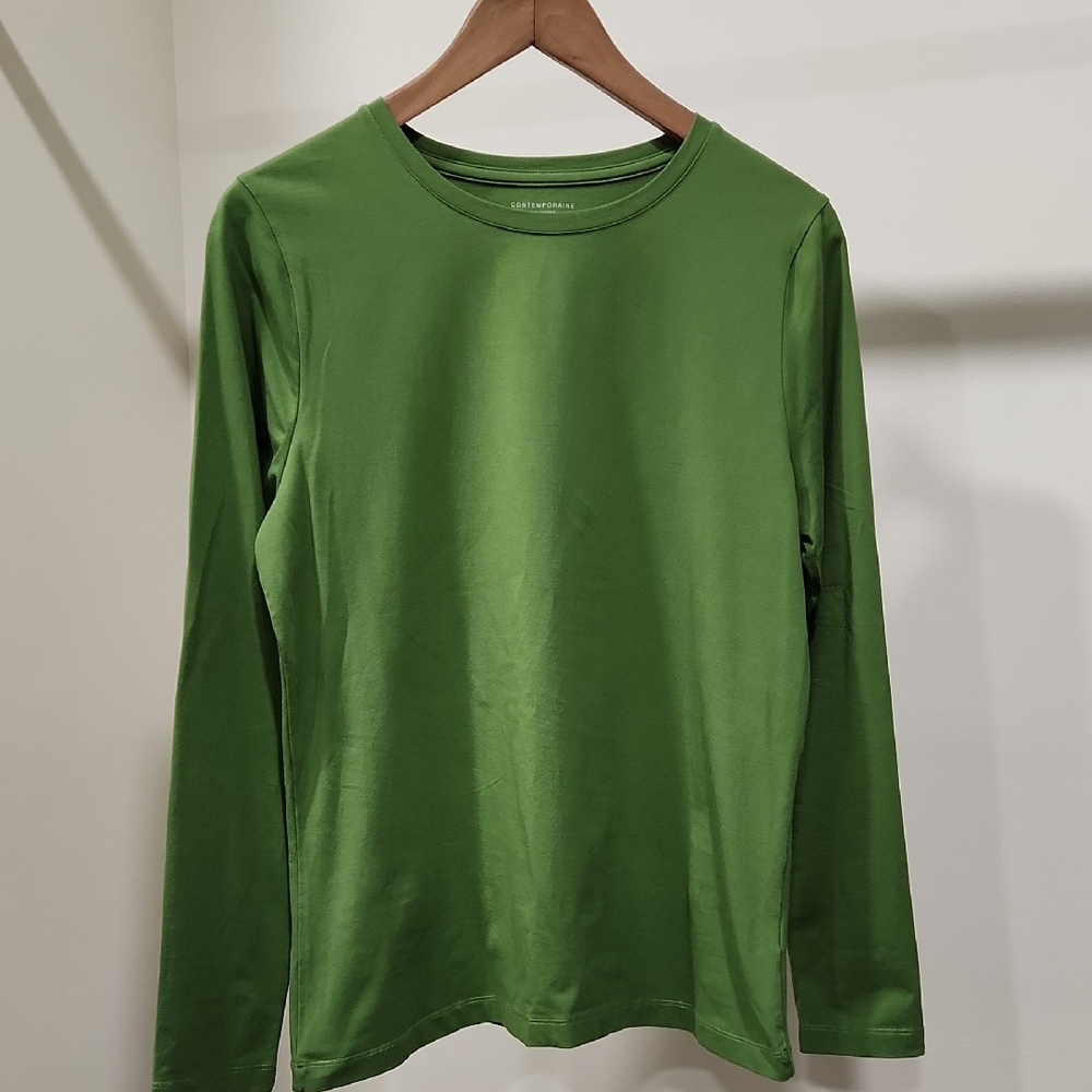 Contemporaine Crewneck Long Sleeve Tee - Green